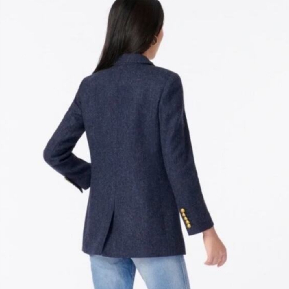 J. Crew‎ Long Parke Blazer In Navy Herringbone English Wool - Picture 4 of 16